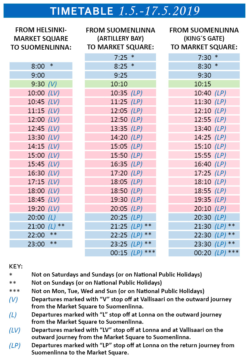 Suomenlinna Waterbus Timetable And Ticket Fares Jt Line