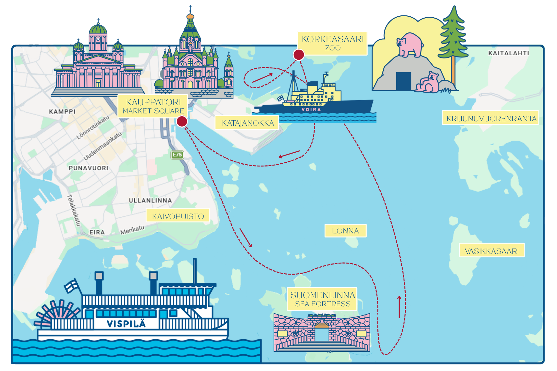 Helsinki Sightseeing risteilykartta
